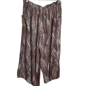 Democracy Women Pants 4 Wide Leg Brown Rayon Abstract Whimsigoth Earthy Resort‎